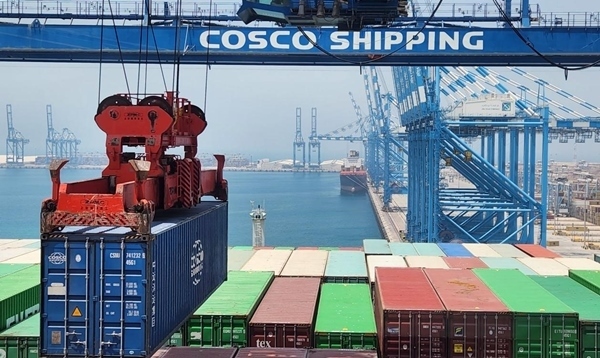 圖為“東方西班牙”輪在裝載貨物。人民網(wǎng)記者 管克江 攝