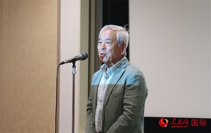 展覽名譽顧問、日本前文化廳長官青柳正規(guī)致辭。（人民網(wǎng) 許可攝）