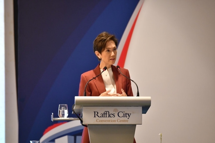 新加坡通訊及新聞部長兼內(nèi)政部第二部長楊莉明。新加坡南洋理工大學供圖