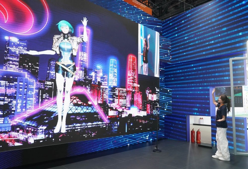 這是9月1日在國(guó)家會(huì)議中心拍攝的一款數(shù)字人。新華社記者 任超 攝