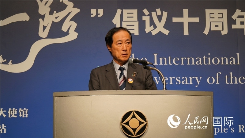 日本經(jīng)團聯(lián)副會長佐藤康博發(fā)言。人民網(wǎng) 蔣曉辰攝