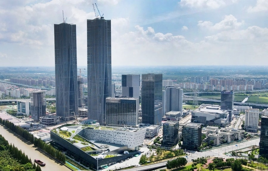 位于上海浦東新區(qū)的張江科學會堂（前）（2023年9月10日攝，無人機照片）。