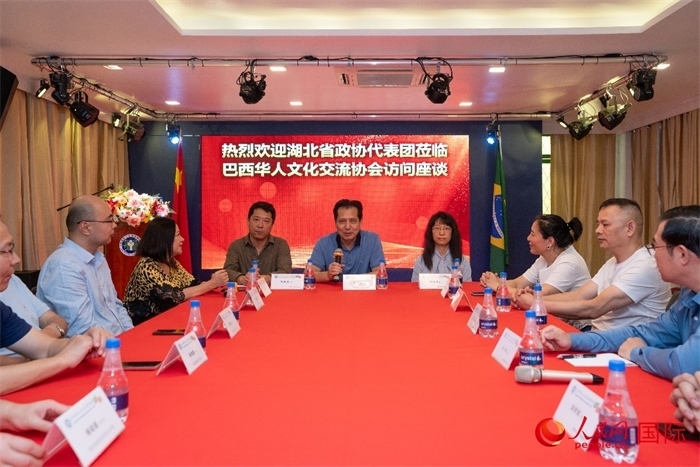 湖北省政協(xié)經(jīng)濟委員會主任王兆民（中）在座談會上致辭。 人民網(wǎng)記者 陳海琪攝