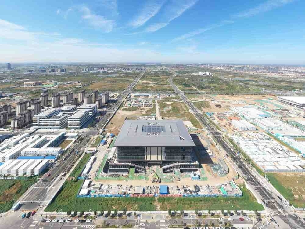 這是雄安新區(qū)大學園圖書館（2023年10月1日攝，無人機照片）。新華社記者 朱旭東 攝