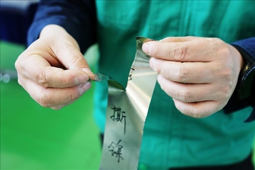 0.05毫米“手撕鎳”。 李羊攝