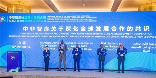 《中非智庫關(guān)于深化全球發(fā)展合作的共識(shí)》（又稱“中非達(dá)累斯薩拉姆共識(shí)”）發(fā)布。浙江師范大學(xué)非洲研究院供圖