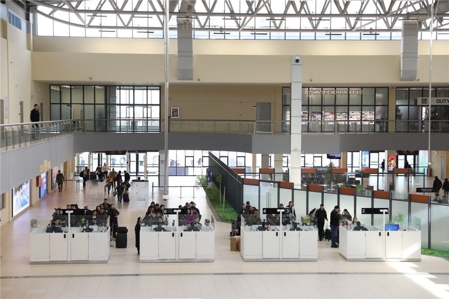 3月24日，扎門烏德口岸通關(guān)現(xiàn)場。駐蒙古使館供圖