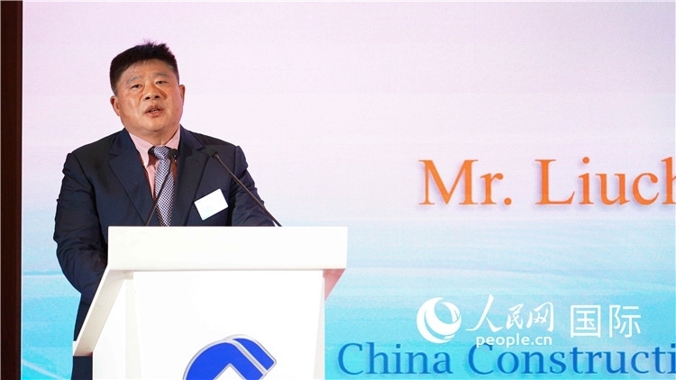 中國建設(shè)銀行國際部副總經(jīng)理岳留昌發(fā)言。 人民網(wǎng) 張茜 攝