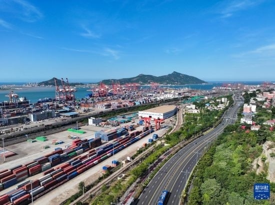 這是6月26日拍攝的中哈連云港物流合作基地（無人機(jī)照片）。新華社記者 季春鵬 攝