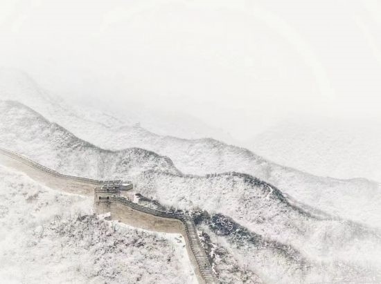 朱銳拍攝的長城雪景。（受訪者供圖）