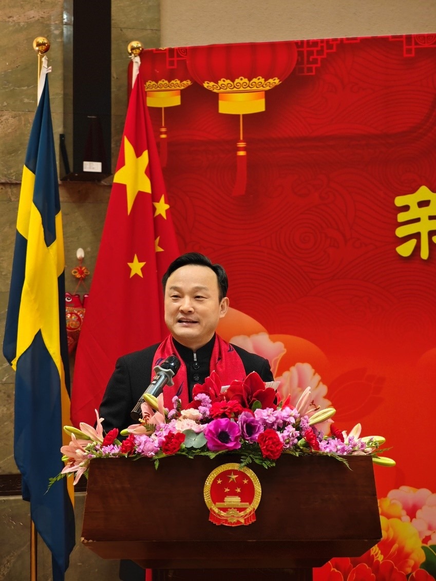 中國駐哥德堡總領(lǐng)事楊培棟致辭。中國駐哥德堡總領(lǐng)館供圖