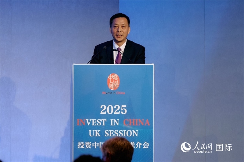 中國(guó)駐英國(guó)大使館經(jīng)濟(jì)商務(wù)公使余本林發(fā)表致辭。楊浩鵬攝